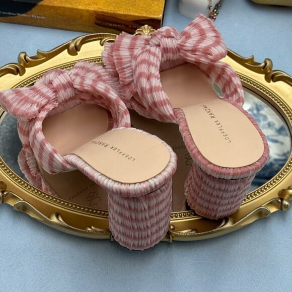 🆕 LOEFFLER RANDALL 🧿 NWOB Penny Soft Pink Gingham Pleated Bow Heel, Sz 7 - Picture 12 of 14